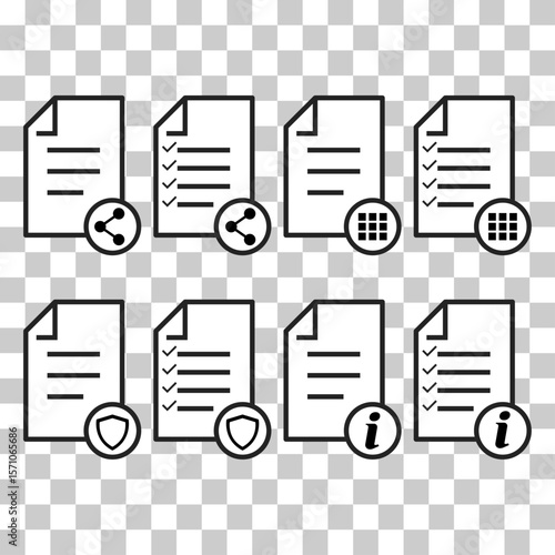 Set of in compliance icon sign, company passed inspection symbol, complete checkmark vector .
