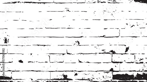 A black and white image of a brick wall with a distressed and grunge like texture and appearance