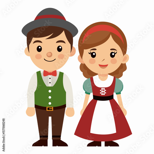 Charming Bavarian Couple in Traditional Costume