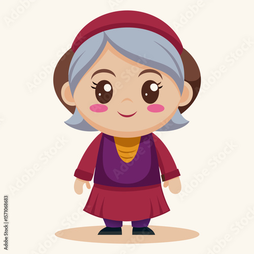 Adorable Cartoon Grandma Illustration. Cute Elderly Woman Vector Art