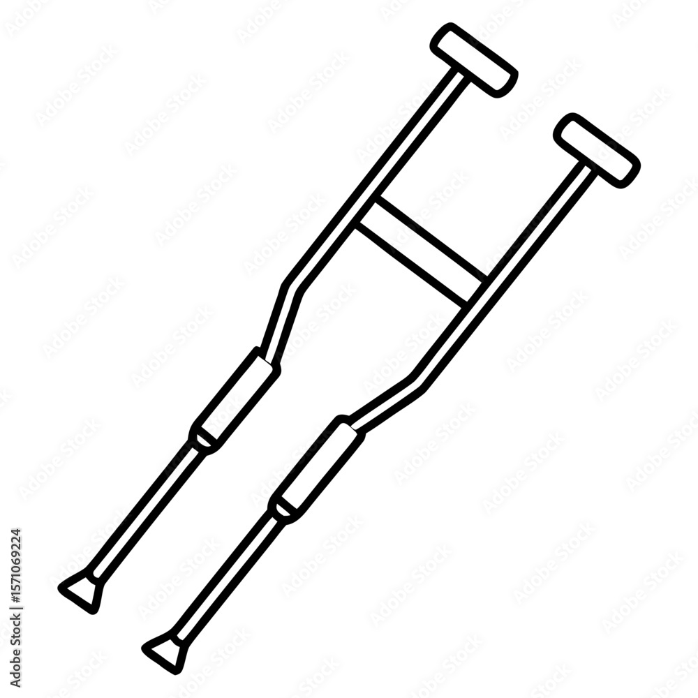 Obraz premium Crutches Medical Support Outline Vector
