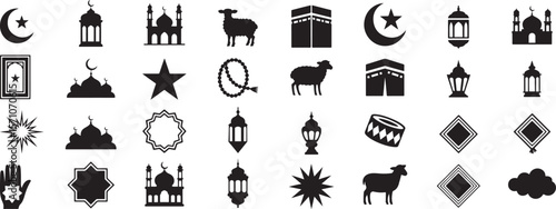 Islamic symbols mosque star crescent moon sheep lantern