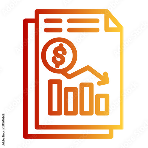 Economic Recession Decline Icon from Accounting Icon Collection (Outline Gradient Style)