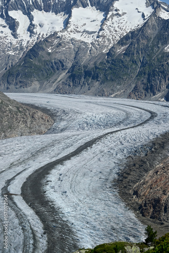 Canvas Print Medial Moraine, Great Aletsch Glacier from Moosfluh, Valais, Switzerland