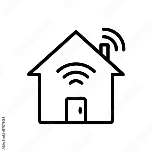 A modern graphic of a smart home, illustrating the integration of technology and residential architecture.