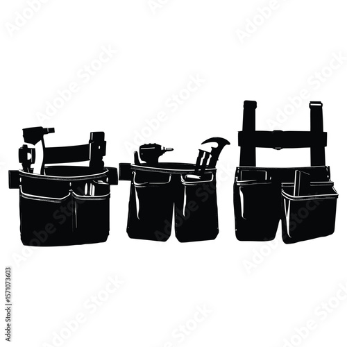 Silhouette of Construction Tool Belt and Equipment
