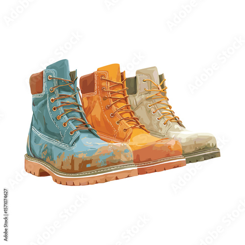 Colored Construction Boots Set