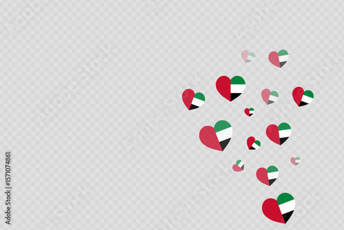 Flying Heart Shape with UAE Flag Pattern Representing Love and National Patriotism