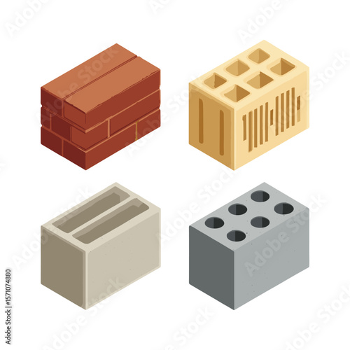 Mixed Brick and Concrete Block Set