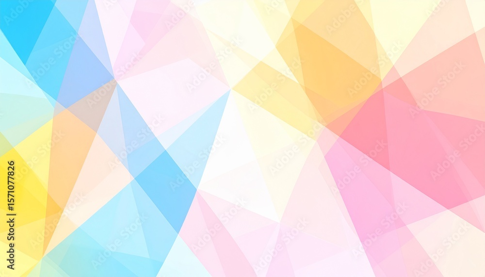 Obraz premium Geometric abstraction with large overlapping translucent polygons, pastel color palette, balanced across a horizontal canvas