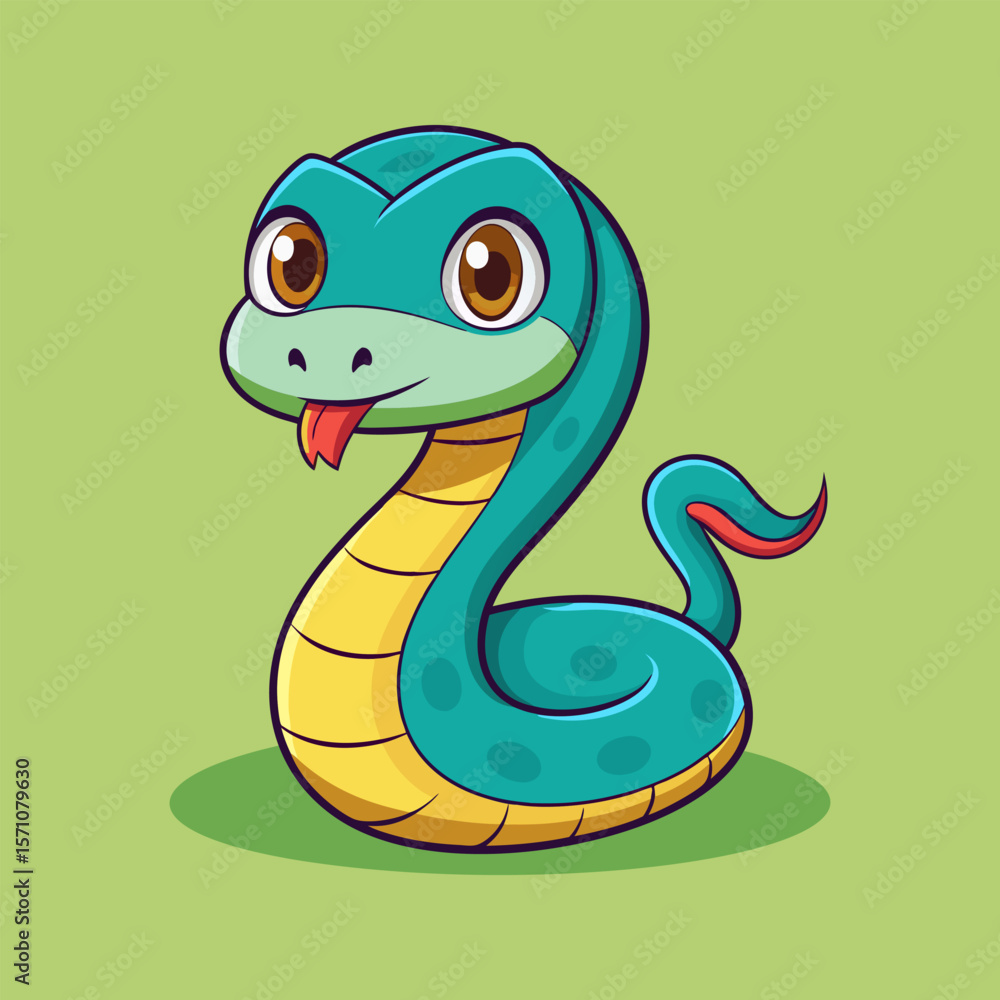 Fototapeta premium Adorable Cartoon Baby Snake Illustration