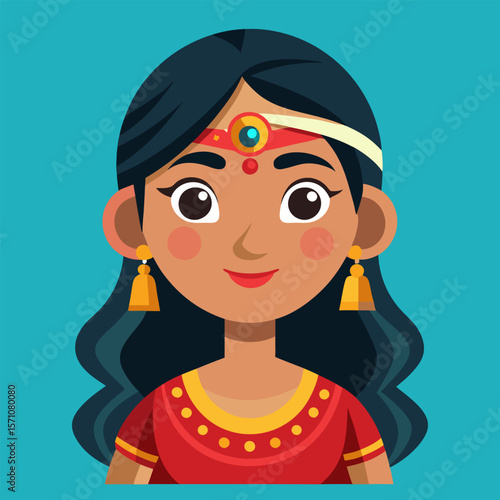 Portrait of a Beautiful Indian Woman in Traditional Attire