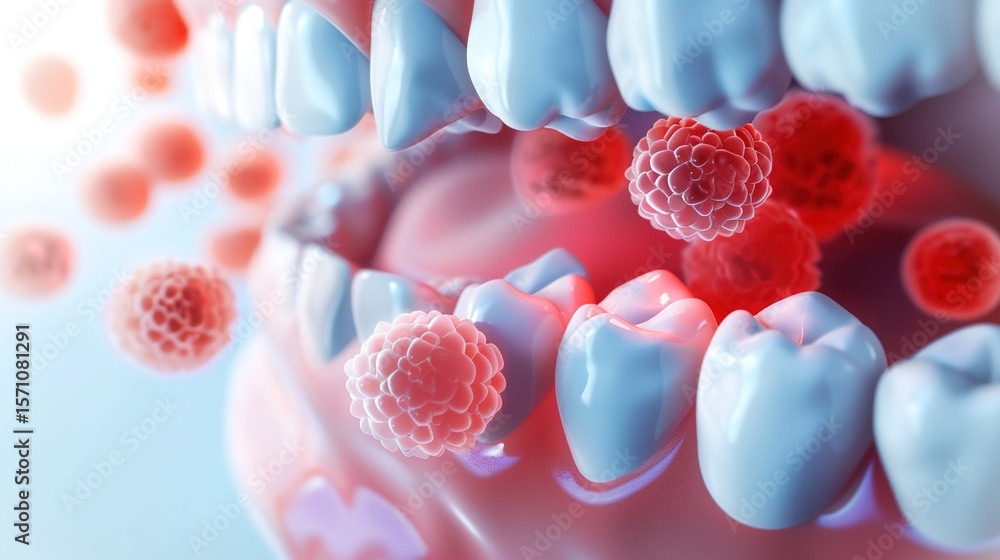 Fototapeta premium Periodontitis: Gum Disease Progression, Periodontal Tissue Damage, and Clinical Treatment Approaches in Dental Health