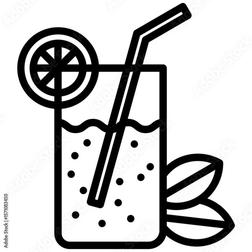 Lemonade icon, Black And White Outline Icon Symbol