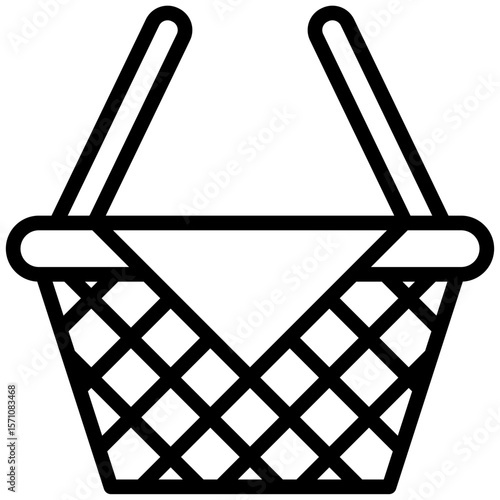 Picnic Basket icon, Black And White Outline Icon Symbol