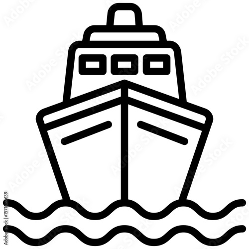 Cruise Ship icon, Black And White Outline Icon Symbol