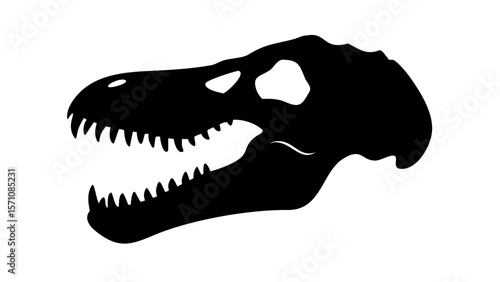 T-Rex Skull Silhouette Vector – Dinosaur Fossil Head Clipart Illustration