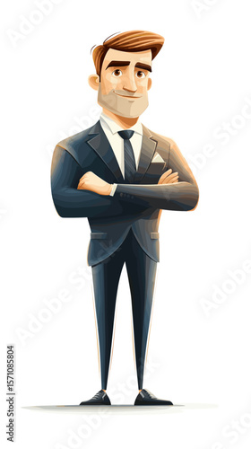 Confident businessman standing with arms crossed in a suit  