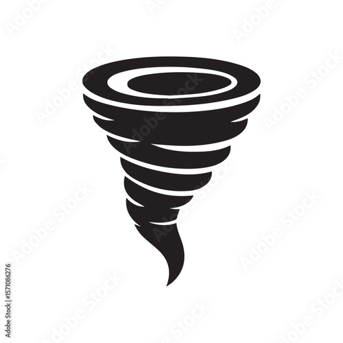 Minimalist tornado silhouette on white background. Tornado icon vector illustration.