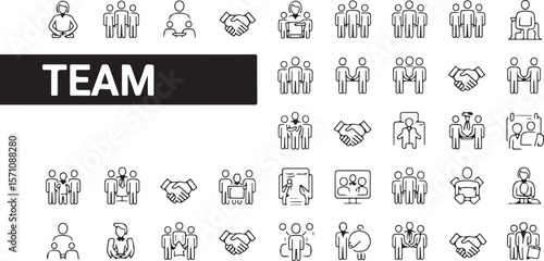 Teamwork Icons Collaboration, Partnership, and Group Unity Illustrations