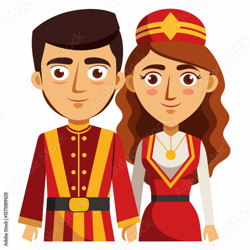 Central Asian Couple in Traditional Clothing. A Cultural Portrait