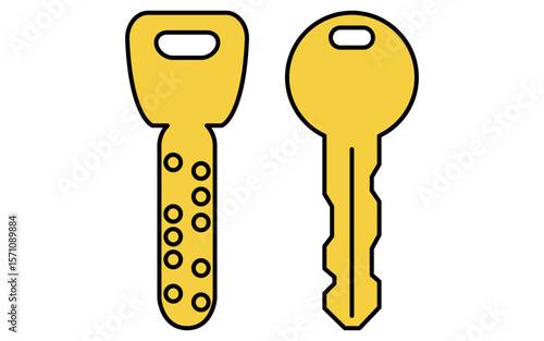 Complicated dimple keys and ordinary cylinder keys, Crime Prevention and Home Security Icons