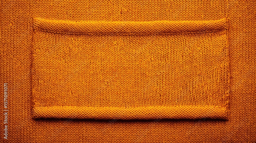 Fototapeta premium Dark yellow knitted fabric texture with fine detail, overhead view with empty area for text or product