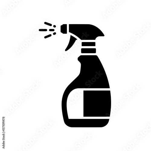 spray bottle vector , A black spray bottle with liquid coming out of the nozzle illustration on transparent background , no background