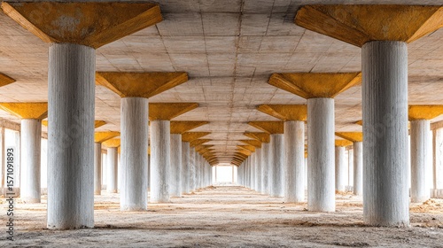 Wallpaper Mural Industrial building site with reinforced concrete columns and beams, copy space left around frame Torontodigital.ca