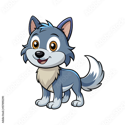 Adorable Cartoon Wolf Illustration