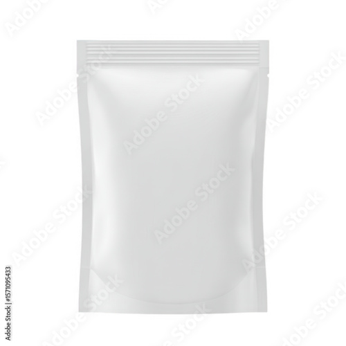 White blank pouch mockup isolated on transparent background. for food, snack, or cosmetic product packaging design, marketing, and branding.