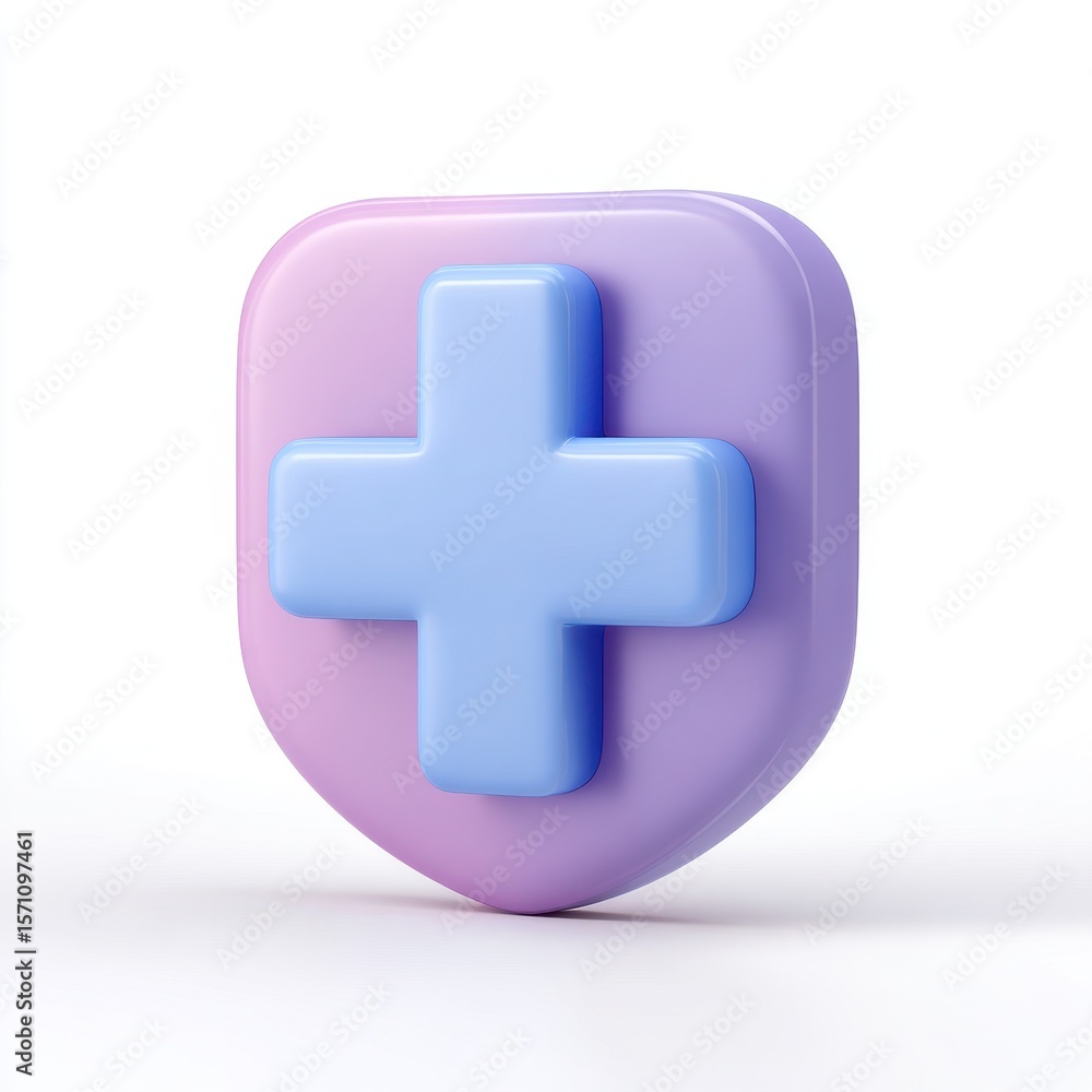 A modern design showcasing a medical cross on a shield, representing health protection and security in healthcare services, symbolizing well being A modern design showcasing a medical cross on a shield, representing health protection and security in healthcare services, symbolizing well being
