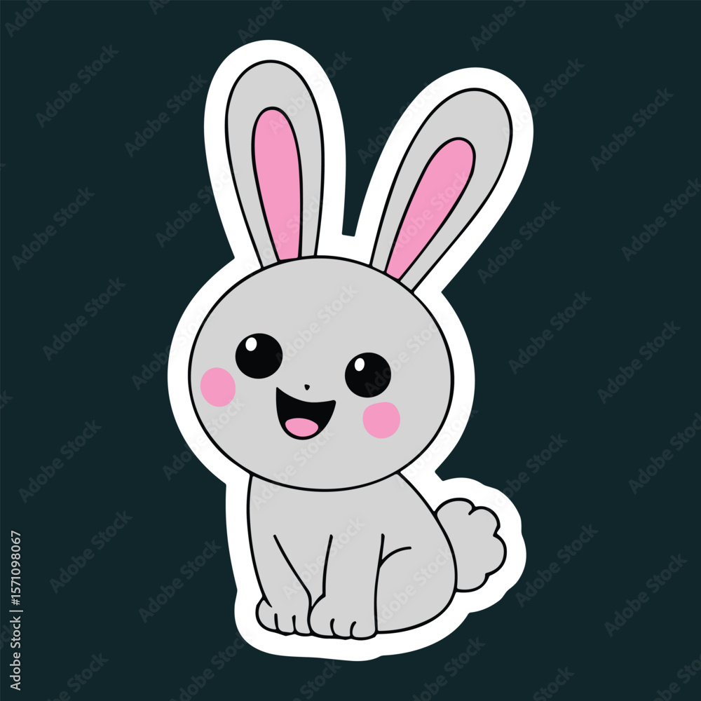 Obraz premium Cute Cartoon Bunny Vector – Adorable Smiling Rabbit Illustration for Kids Designs