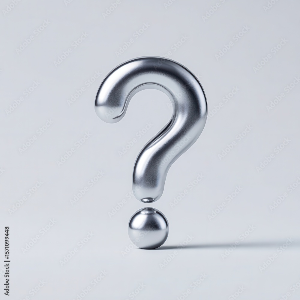 Naklejka premium A conceptual metallic question mark representing uncertainty and inquiry, symbolizing a search for solutions and unanswered questions