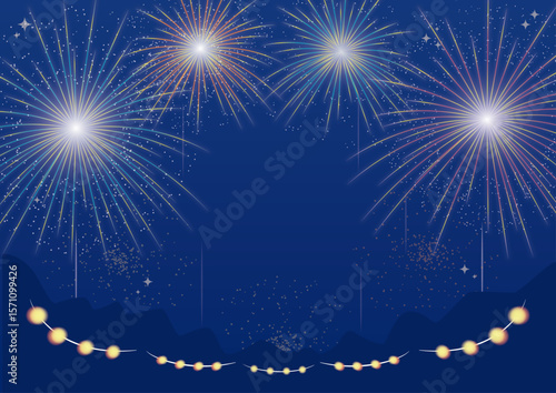 花火大会、夏まつりポスターのテンプレート_文字なし