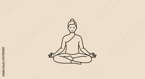 Simple line drawing of a person meditating in a seated posture.