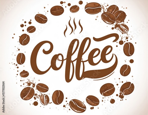 Coffee Bean Graphic Design with Handwritten Typography