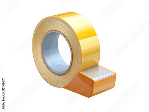 A roll of transparent adhesive tape with an orange dispenser, commonly used for packing, wrapping, and everyday office or school tasks.