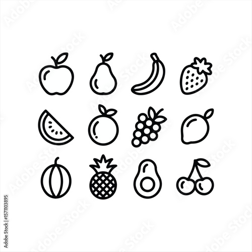 set of fruit icons