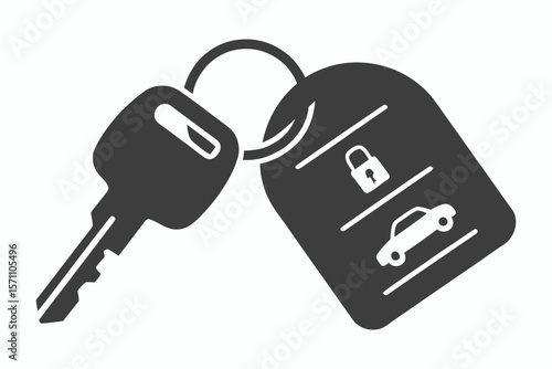 Modern car key fob with lock and unlock symbols on a white background