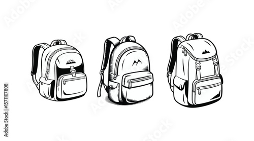 Set of school vector backpacks with school supplies