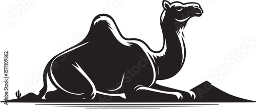 Elegant Camel Illustration in Black & White – Minimalist Desert Animal Art Print
