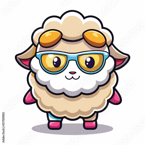 Cute sheep with aviator glasses