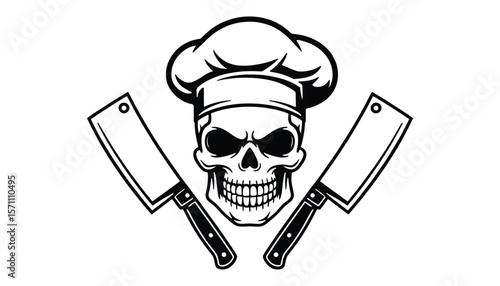 Chef Skull and Crossed Knives Vector