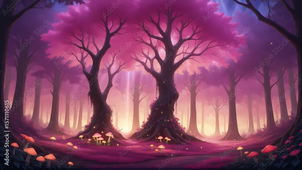 Fototapeta premium Fantasy Forest and Glowing Mushrooms Vol.79