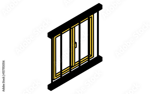 Windows with window grids, Crime Prevention and Home Security Isometric Icon