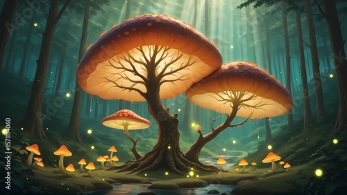 Fantasy Forest and Glowing Mushrooms Vol.35