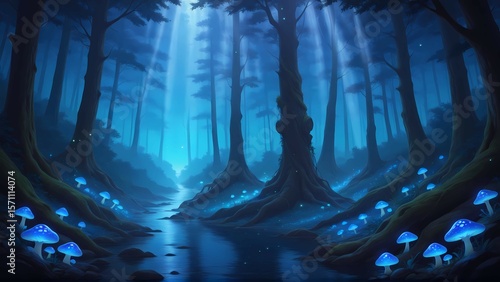 Fantasy Forest and Glowing Mushrooms Vol.34