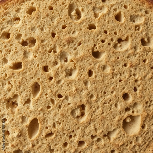Wallpaper Mural Close-up detailed texture of a light brown sponge cake showing numerous irregular holes and a porous surface ideal for baking blogs and recipes. Torontodigital.ca