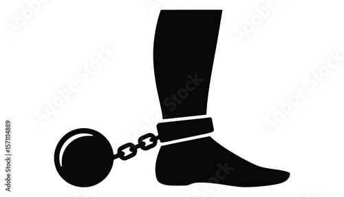 Ball and Chain Symbol of Slavery or Prison Icon

